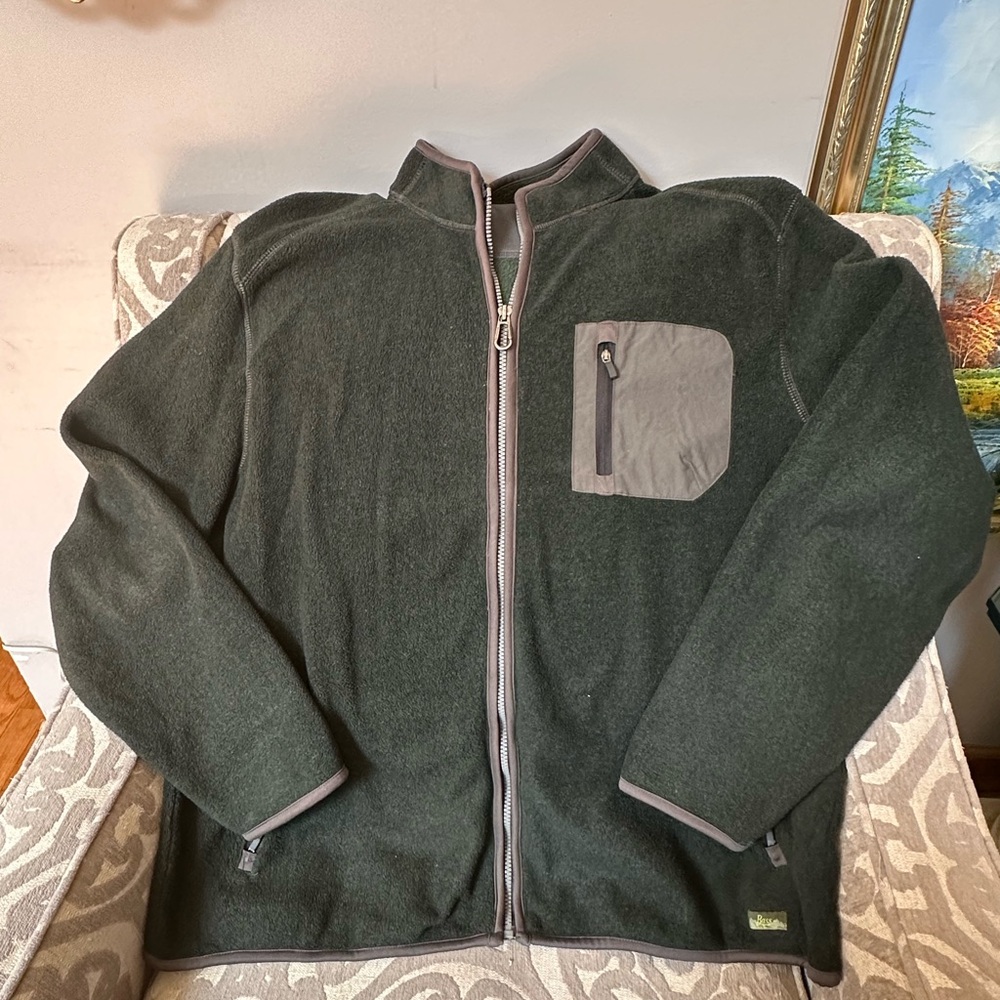 Dark Green Zip-Up Fleece Jacket